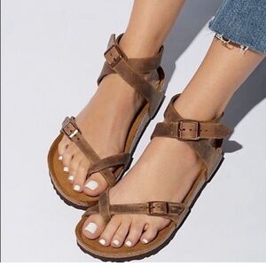 Birkenstock Yara Habana Leather Gladiator Sandals Womens 39 or 8.5